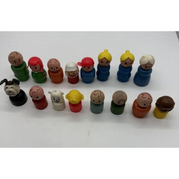 Vintage Fisher Price Little People Lot Wood Plastic Figures 1970s Mixed Set Toys - Picture 1 of 5